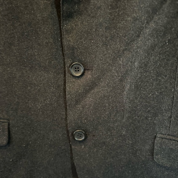 H&M Charcoal Gray Wool Blazer Jacket Elbow Patches 2 Button Size 44R - Picture 3 of 10